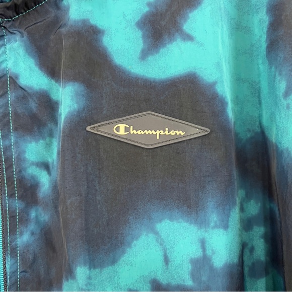 Champion Blue Green Tie dye Half Zip Hoody Activewear Lightweight PullOn Jacket - Picture 4 of 13